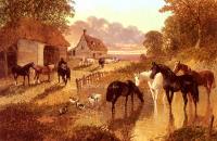 Herring, John Frederick Jr - The Evening Hour,Horses And Cattle By A Stream At Sunset